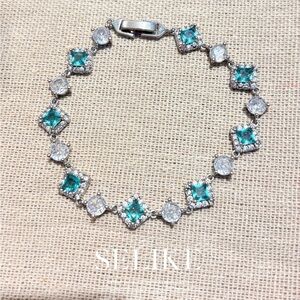 Emerald & White Crystal Tennis Bracelet - Women Jewelry